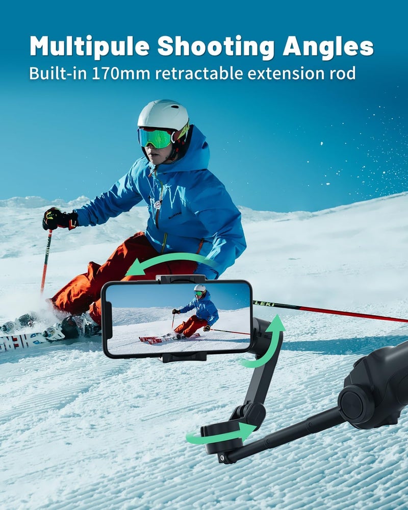 COMITOK L9, Gimbal Stabilizer for Smartphone, Built-in Extension Rod & Tripod, Gimbled iPhone Holder Stabilizer, Portable and Foldable, Face/Object Tracking Gimbal for Android and iPhone 16 Pro Max - Image 3